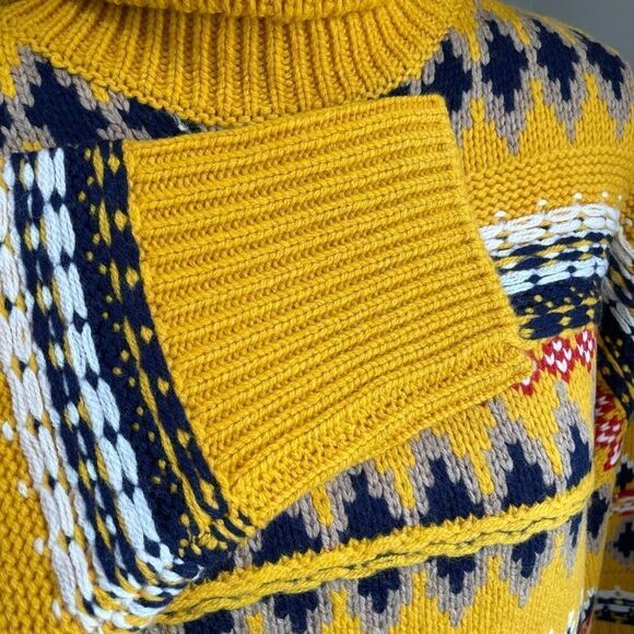 RAG & BONE Wool Willow Fair Isle Turtleneck Yellow Sweater M NWT - Picture 8 of 11